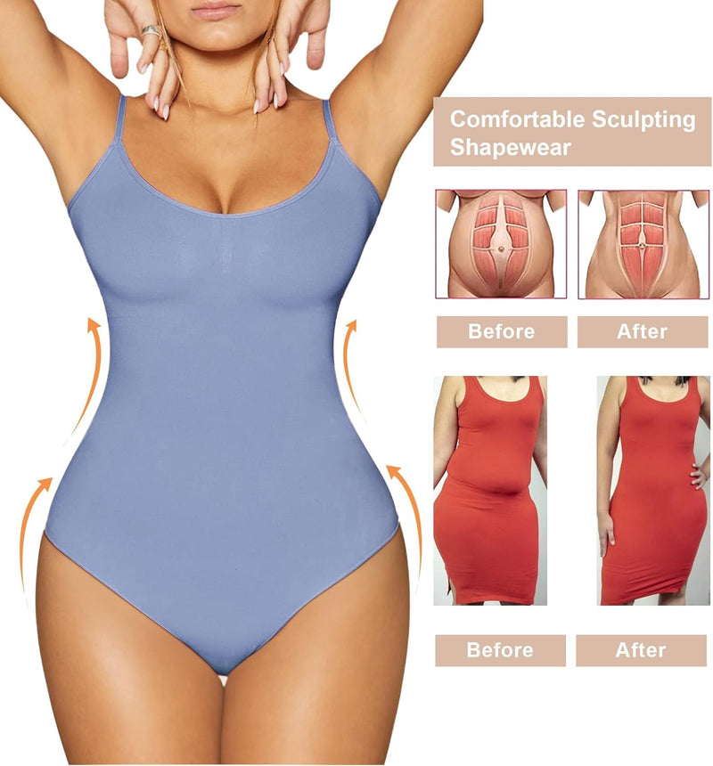 SHAPERX Bodysuit for Women Tummy Control Shapewear Seamless Sculpting Thong Body Shaper Tank Top
