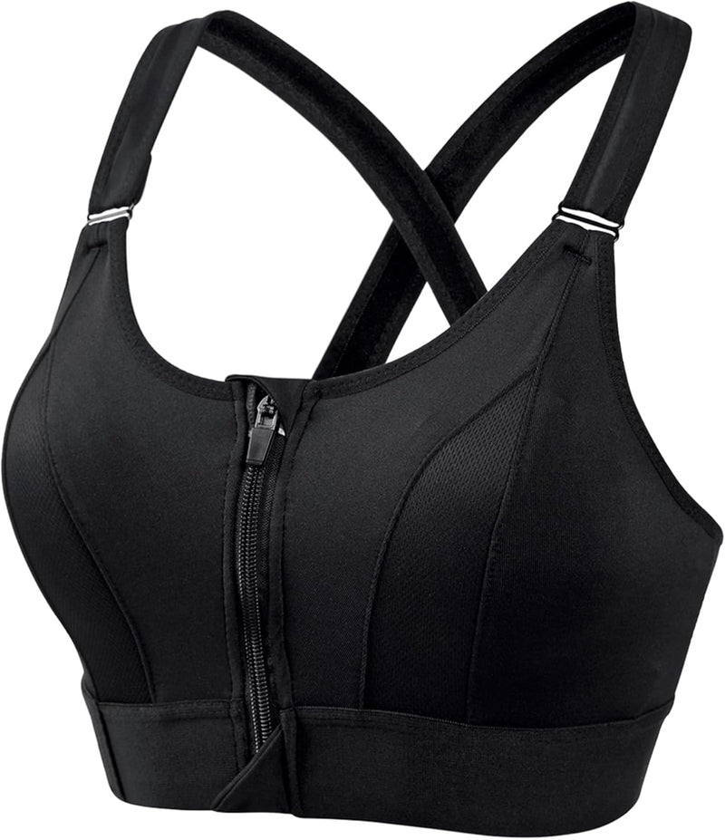 Dress Cici Zip Front Sports Bra, Longline High Impact Sports Bras