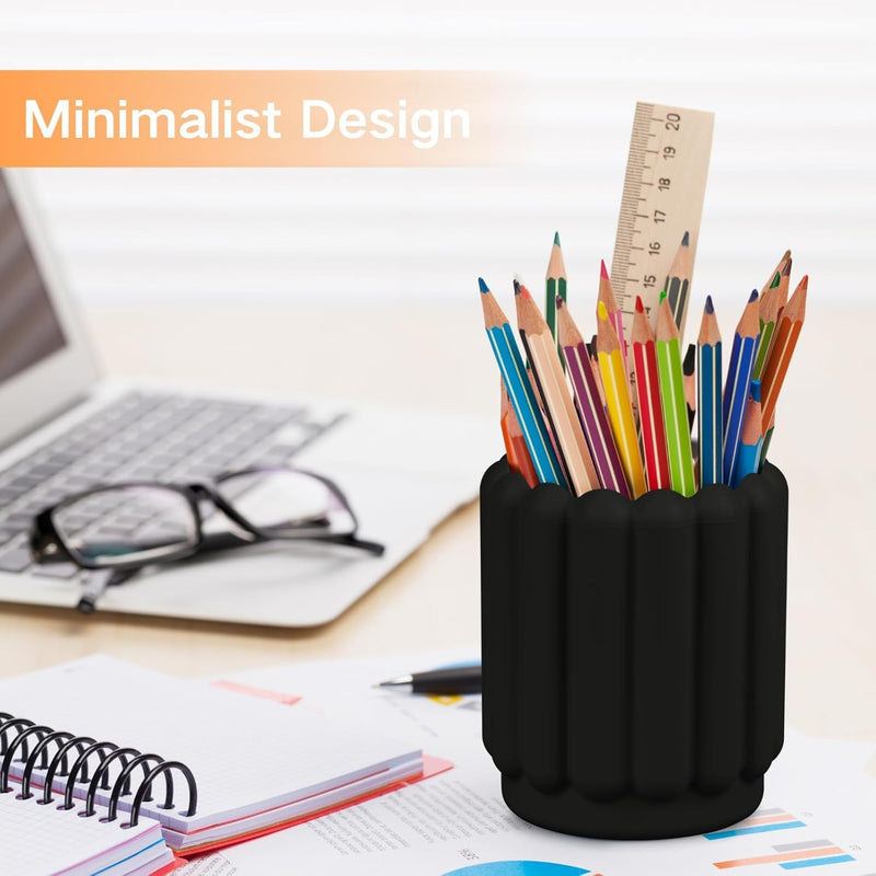 Tazweeq Silicone Pen Holder, Pencil Holder, Cute Pens Cup, Children's Desk Office Decoration, Desktop Accessories, Pen Holder Desk Organizer (Black)