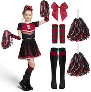 Spooktacular Creations Halloween Cheerleader Costume for Girls, Scary Skull Cheerleader Costume with Accessories for Girls, Role Play, Red and Black - Black Red