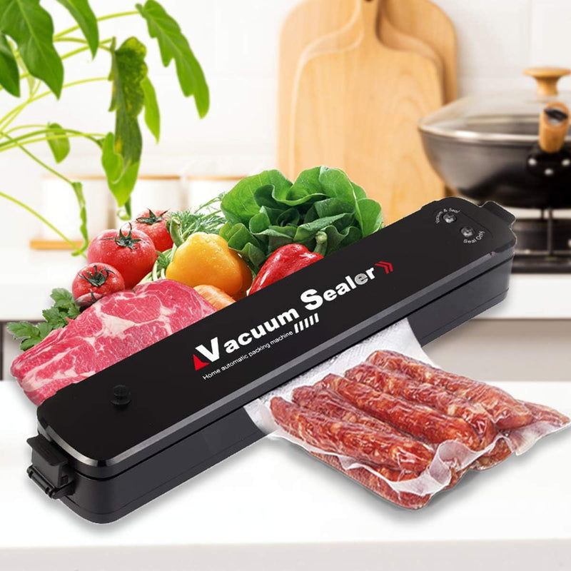 Ganeed Vacuum Sealer Automatic Food Sealer Machine with 15 Heat Seal Bags Vacuum Sealer System for Food Preservation, Black