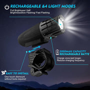 SKY-TOUCH USB Rechargeable Bike Light Set 320 Lumens Powerful Front and Rear Bike Accessories for Night Riding, Cycling Rear Headlight Reflectors for Kids, Road, Mountain Bike, Black