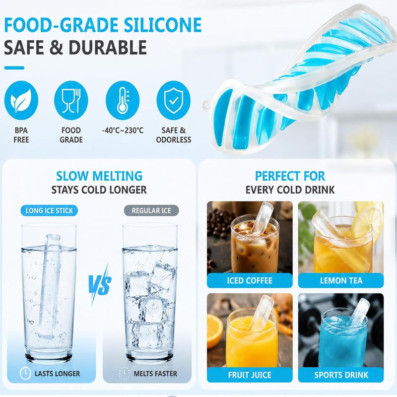 2 Pack Ice Cube Trays with Lids, Silicone Ice Mold for Water Bottles Food grade silicone ice tray with easy release design creates bottle-friendly ice cubes and stacks neatly for freezer storage