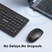 Oraimo Nano Wireless USB Keyboard and Mouse Set, 12 Function Keys 2.4GHz Wireless, 1000DPI, Spill-Resistant Design, PC/Mac, Black/Chartreuse
