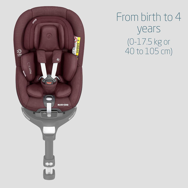 Maxi-Cosi Pearl 360 i-Size Infant Car Seat, 360 Swivel Car Seat, G-CELL Side Impact Protection, One-Hand Rotation, ClimaFlow, 0-4 Years, Authentic Red, 2 Year Warranty