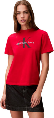 womens Monogram Logo Crewneck T-shirt Monogram Logo Crewneck T-shirt (pack of 1) - Berry Sangria