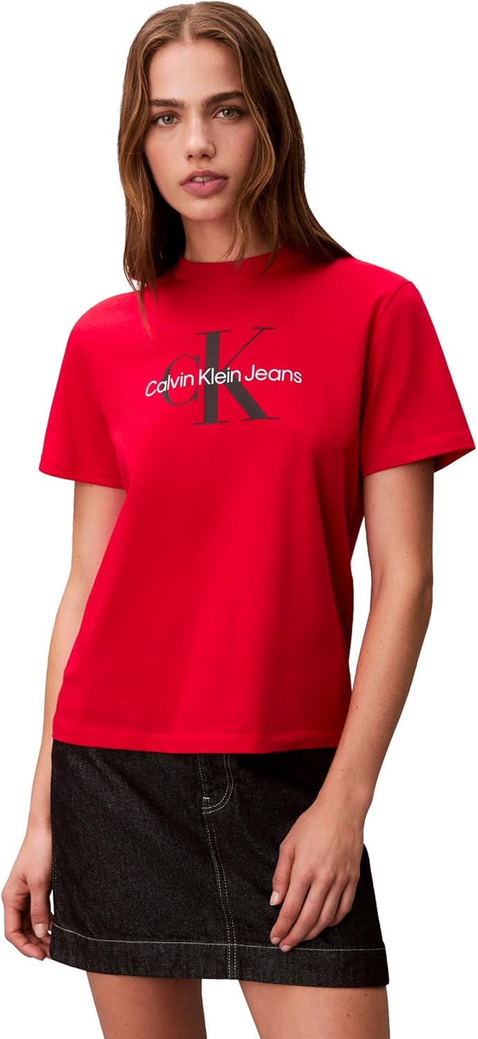 womens Monogram Logo Crewneck T-shirt Monogram Logo Crewneck T-shirt (pack of 1) - Berry Sangria