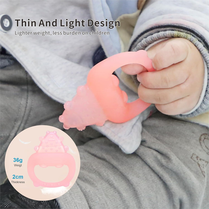 Baby Teether Toys,Water Fillable Baby Teething Relief,Cools & Massages Sore Gums,No Chill Handle,BPA-Free Silicone Teething Toys (Cyan)