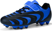 Boys Soccer Shoes Kids Girls Firm Ground Cleats Astro Turf Trainers Football Boots Outdoor Spikes Athletic Sport Teenager Professional Football Shoes - Black/Blue