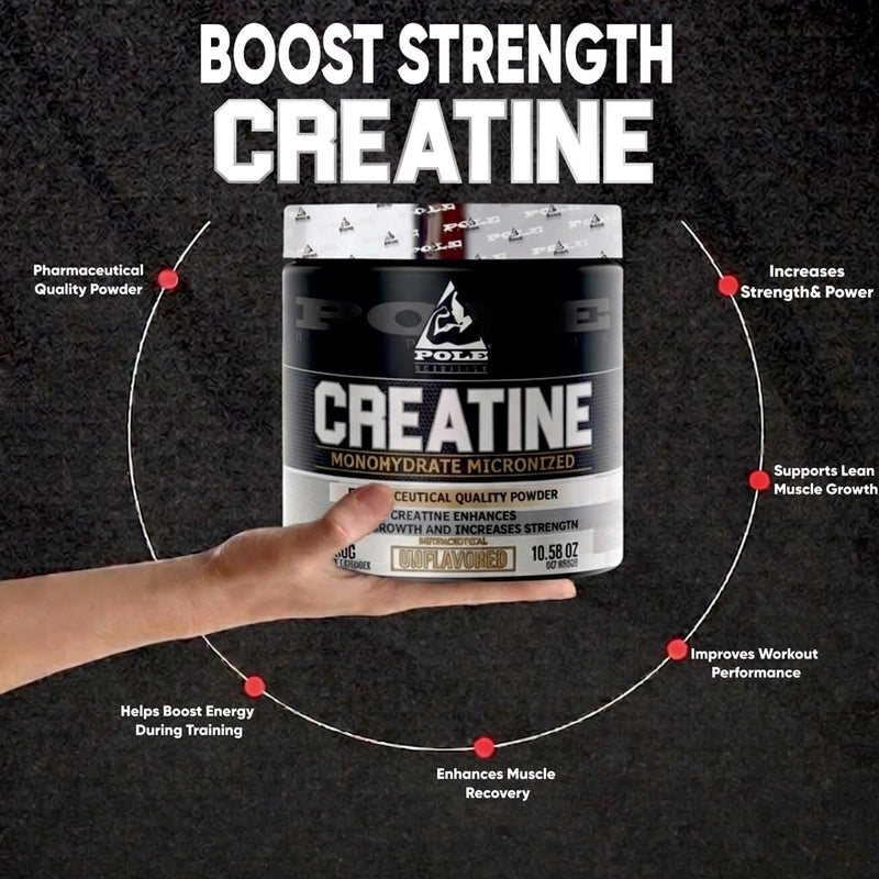 Pole Nutrition Creatine Monohydrate Micronized Powder, Unflavoured, 300g