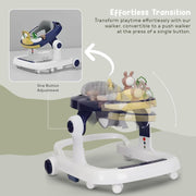Baybee Berno 2 in 1 Baby Walker for Kids | Push Walker for Baby with 3 Adjustable Height, Lights & Musical | Baby Boy Girl 6 to 18 Months (Blue)