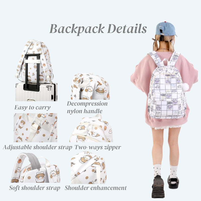 Mfikaryi Cute Cat Casual Daypack Teens Elementary School Backpack Students Bookbag for Girls Boys…