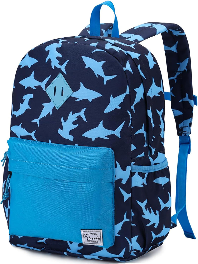 Kids School Backpack Rucksack for Boys Girls Children's Toddler Backpack Kindergarten Book Bag with Chest Buckle - Blue Shark