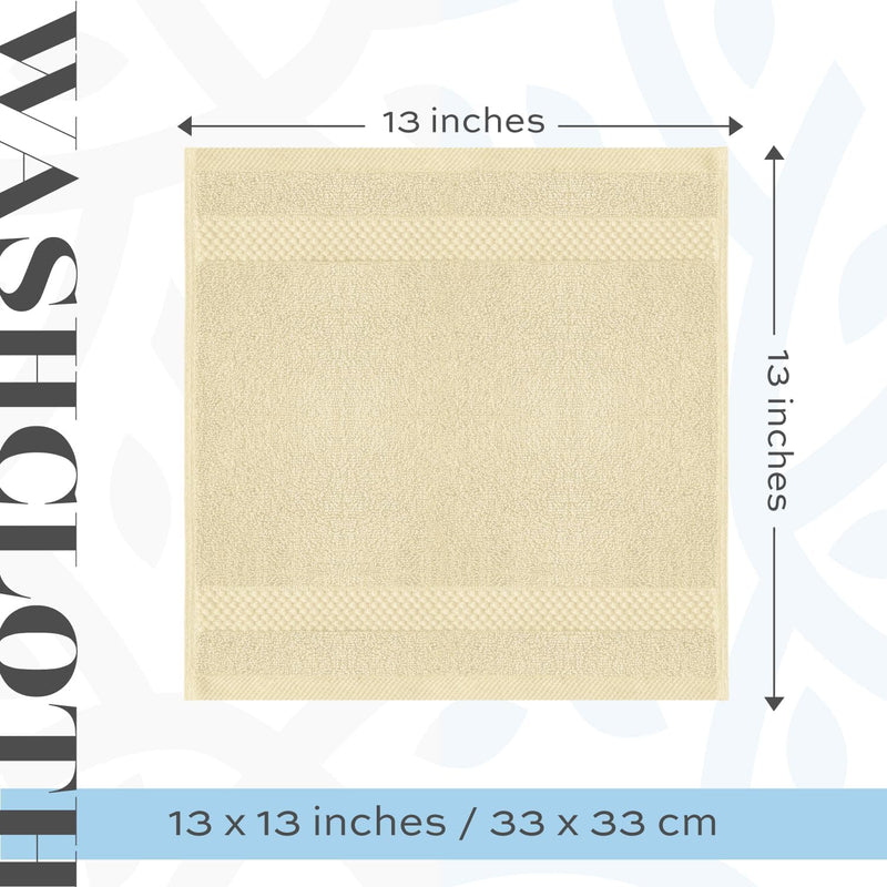 White Classic Luxury Cotton Washcloths - Small Hotel Spa Bathroom Face Towel | 12 Pack |