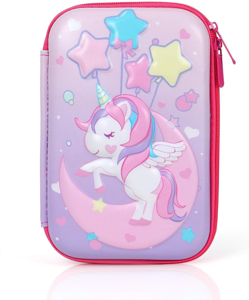 Unicorn Pencil Case for Girls, 3D Large Capacity Pen Holder, Storage Bag, Students Stationery Box, Cartoon Pencil Bag For School Gift (Pink Unicorn)