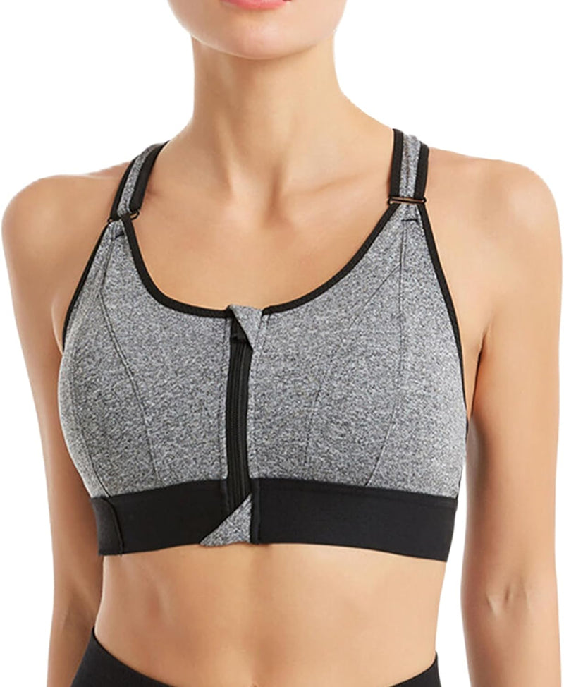 Dress Cici Zip Front Sports Bra, Longline High Impact Sports Bras