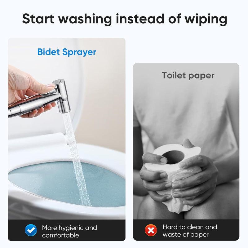 Arofa Black Bidet Sprayer, Handheld Bidet Sprayer for Toilet - Bidets for Existing Toilets Adjustable Water Pressure Control with Bidet Hose, Cloth Diaper Bidet Toilet Sprayer for Baby/Feminine Wash