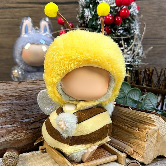 AZONEE Clothes for LABUBU Plush Doll, Fashion Doll Clothes for 17cm Dolls, Outfit Set Cute Theme Designer Plush Toys Dress Accessories for Collector Fans Display (Bee)