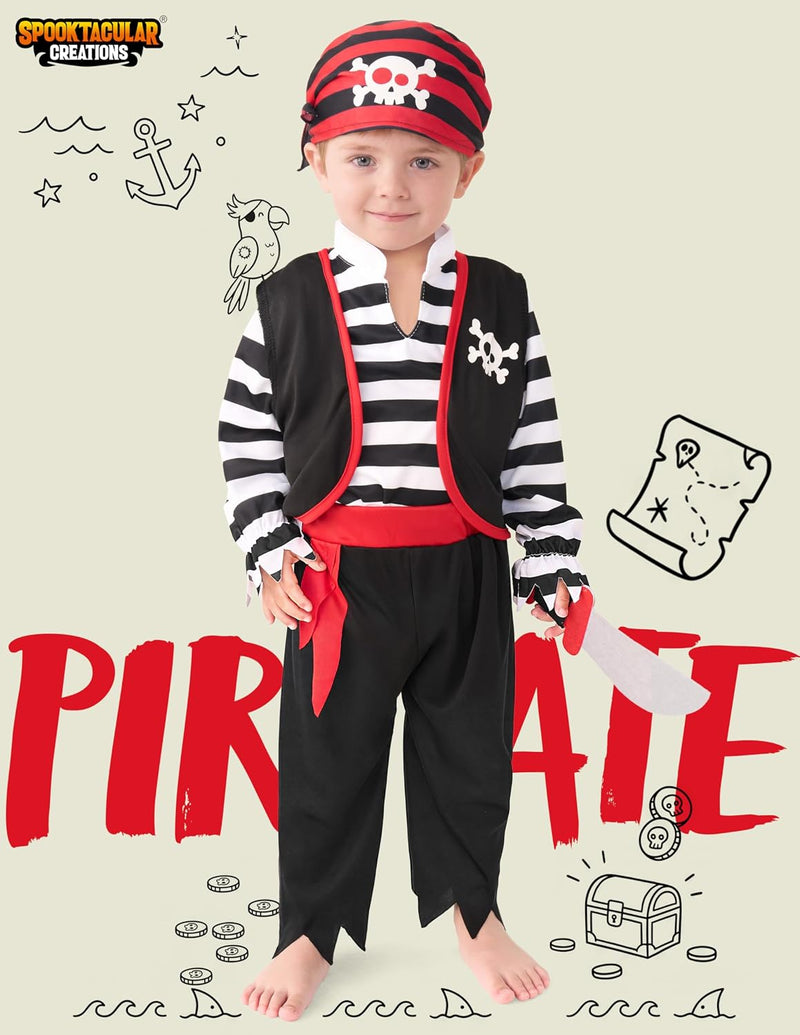 Spooktacular Creations Halloween Baby Pirate Costume, Infant Pirate Outfit Set for Toddler Pretend RolePlay Dress Up Party