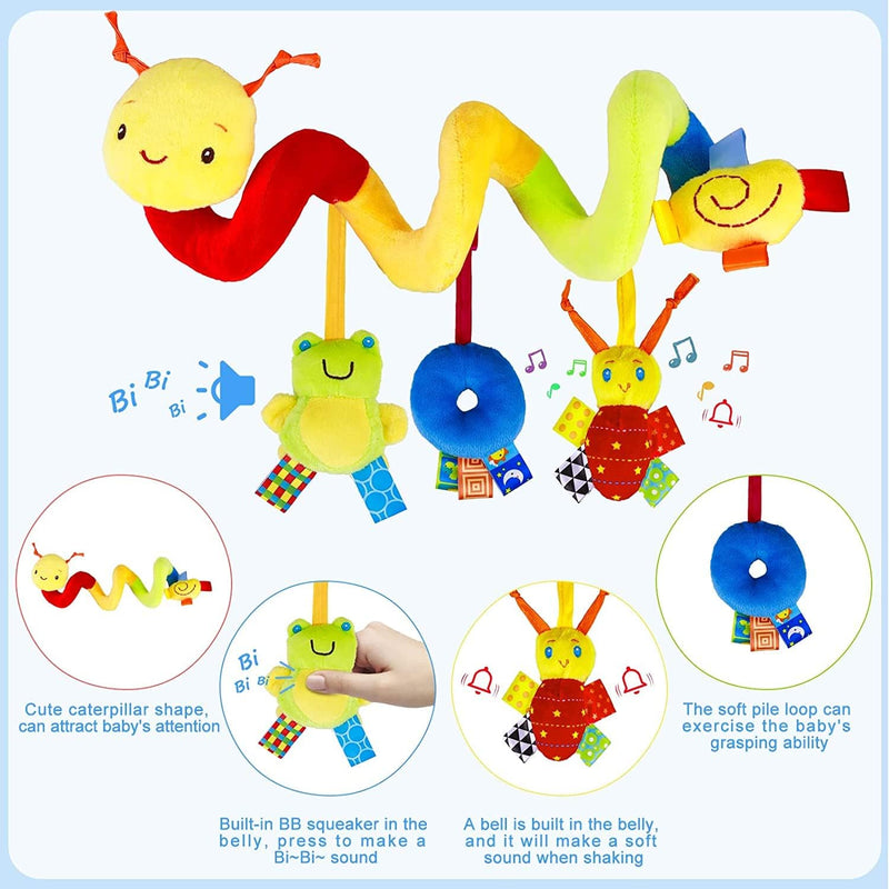 Spiral Crib Hanging Toys for kids,Wrap Around chair Stroller/Car Seat/Crib Play Bar Toy Hanging Spiral Toy for Baby Infant Boys & Girls