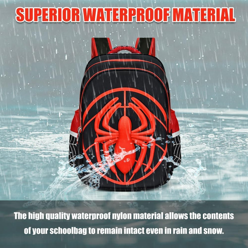 Chielor Kids School Backpack, 15in Cartoon Spider Schoolbag with Pencil Case 3D Waterproof Book Bag for Elementary Boys Large Capacity Back to School Supplies Birthday