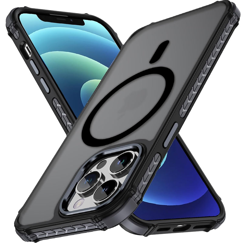 for iPhone 12 Case,iPhone 12 Pro Case Magnetic [for Magsafe][Military Grade Shockproof Protection] Anti-Scratch Non-Slip Matte Translucent Slim Phone Case for iPhone 12 Cover/iPhone 12 Pro Cover,Black
