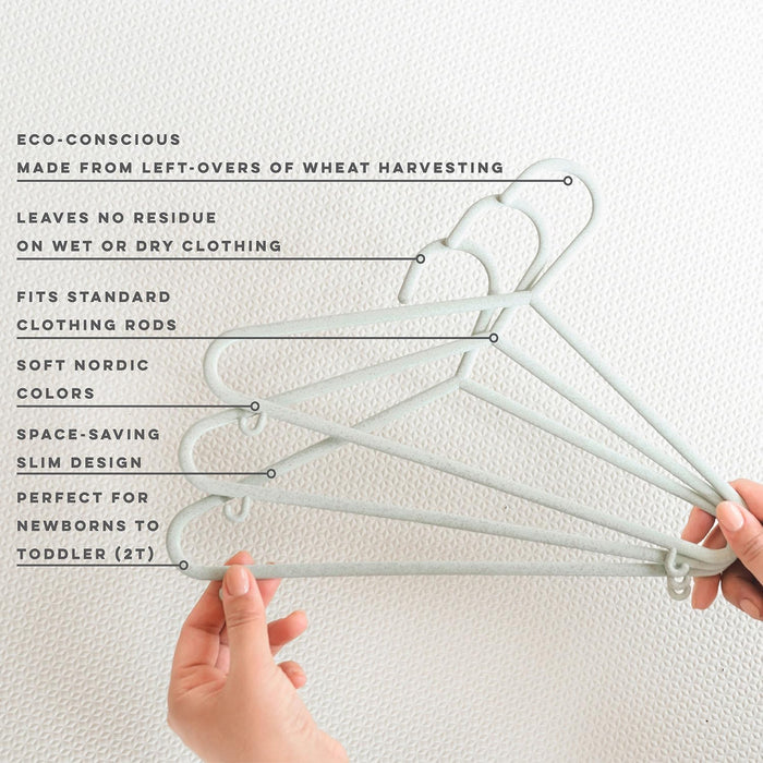3 Sprouts Baby Wheat Straw Plastic Clothes Hangers - Pack of 30 - Speckled Gray