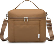 Insulated Lunch Bags for Women Cooler Bag Lightweight Nylon Waterproof Lunch Box For Work - Medium (8 Liters) Brown