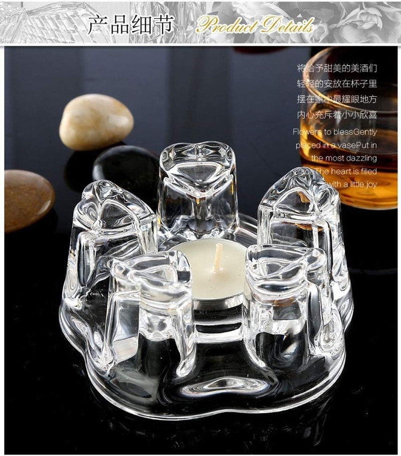 Liang baobao Teapot Warmer Crystal Glass Heart Shape Heating Base Tea Set Accessories