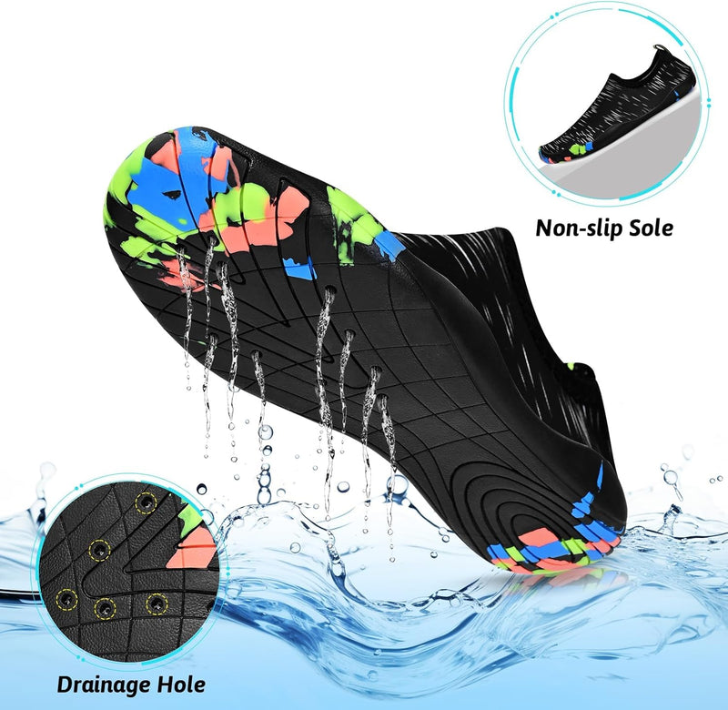Water Shoes for Men Women, Swim Shoes Beach Pool Shoes Non-Slip Quick Dry Aqua Socks, Adult Barefoot Sports Shoes for Surf Water Yoga