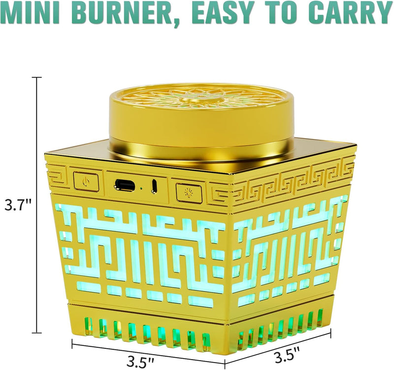 ACHAS Electric Bakhoor Incense Burner Portable Usb Rechargeable Arabic Electric Bukhoor (Gold)
