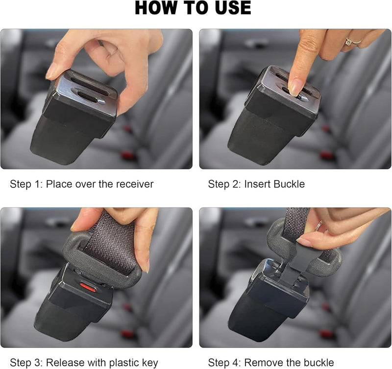 Car Seat Belt Lock Cover, Universal Fit, 2-Pack, Child Safety Buckle Protection