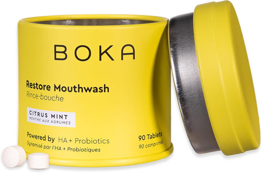 Boka Travel Size Mouthwash Tablets- Hydroxyapatite, Fluoride Free, Alcohol Free & Eco-Friendly- Chewable Tablet to Freshen & Kill Bad Breath Quickly, Remineralize Teeth Cleansing- 90 Pck, Citrus Mint - Citrus Mint 3.2 Ounce (Pack of 1)