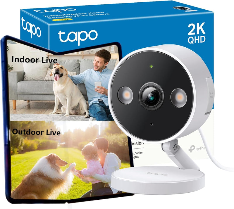 TP-Link Tapo 2K 4MP Home Security Wi-Fi CCTV Camera|Person, Pet & Vehical Detection|Full-Color Night Vision|2-Way Audio|Customizable Cross-Line Detection|Customizable Sound and Light Alarm(C120)