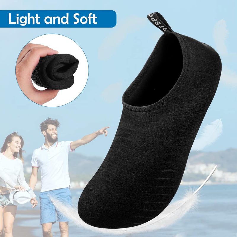 SKY-TOUCH Water Shoes for Women Men, Outdoor Beach Shoes Swimming Aqua Socks Quick Dry Snorkeling Shoes Surfing Yoga Pool Exercise Water Shoes Size 34-45, Black