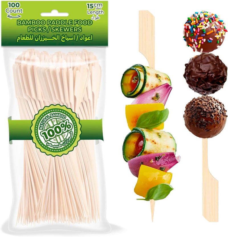 PESCADOR Fruit Picks (Short Fork, 100 Count) - Long Paddle 100 Count