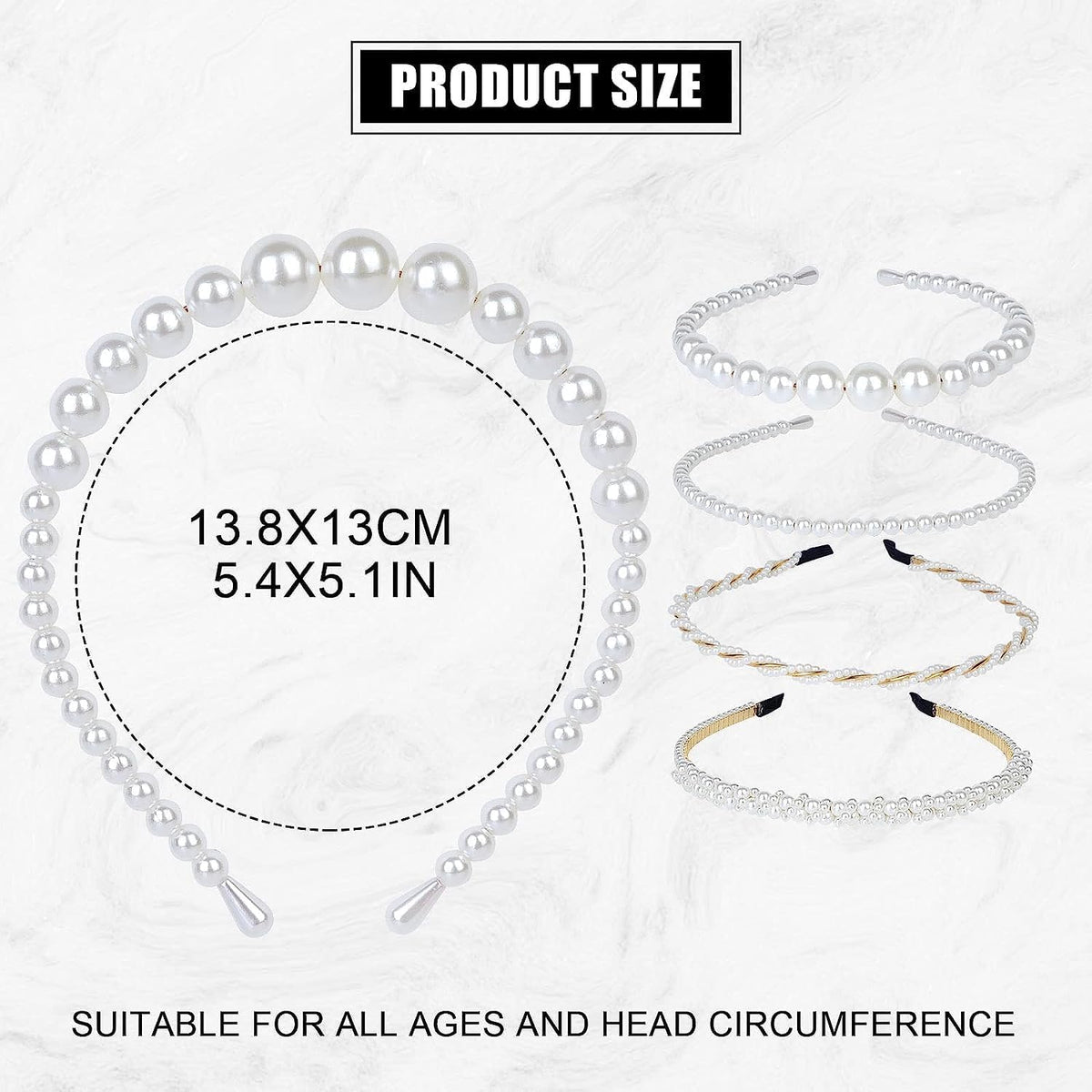 Shining Diva Fashion 4 Pcs Headbands Stylish Pearl Hairbands Hair Accessories Hair Bands for Women Girls (14967hb) – image 5