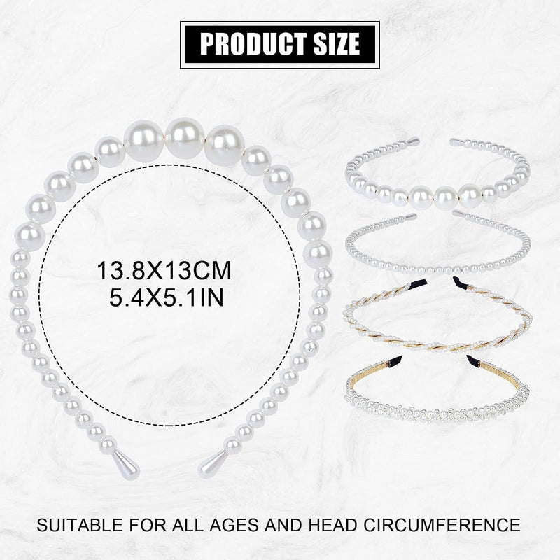 Shining Diva Fashion 4 Pcs Headbands Stylish Pearl Hairbands Hair Accessories Hair Bands for Women Girls (14967hb)