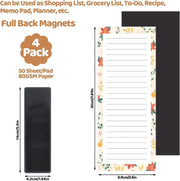 Tazweeq 4Pcs Magnetic Note Pad for Fridge with Pen Holder, Totally 200 Sheets, Floral Design Magnetic To Do List, Shopping List, Grocery List, Task Management, Memo Pads for Refrigerator