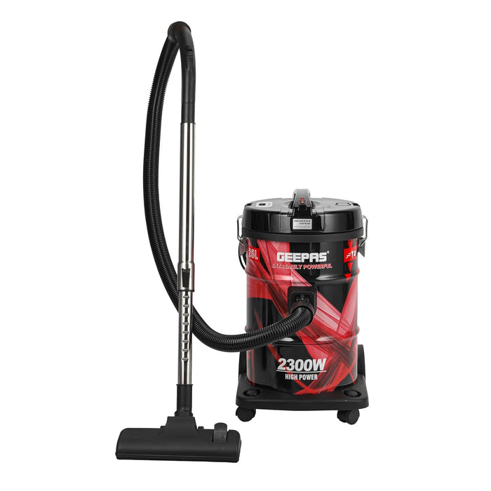Geepas GVC2598 2300W 25L Drum Vacuum Cleaner - Portable ABS/Copper/Iron | Dust Full Indicator with Parking Position | Air Blower Function with Adjustable Suction Power | 2 Years Manufacturer Warranty
