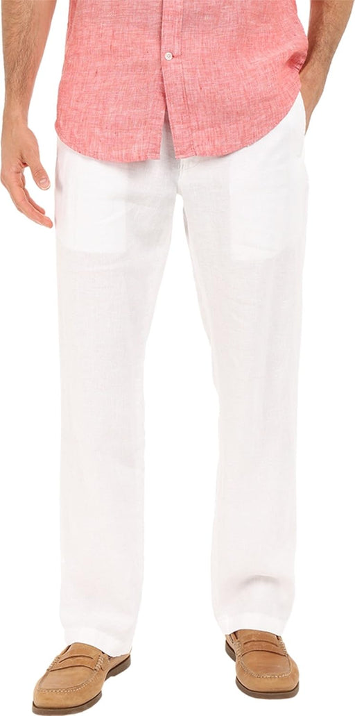 Men's 100% Linen Drawstring Pant - Bright White