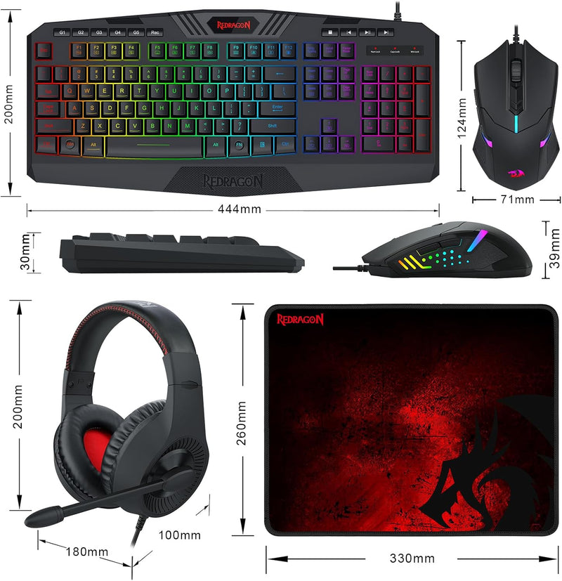 Redragon S101 Wired Rgb Backlit Gaming 4 In 1 Combo
