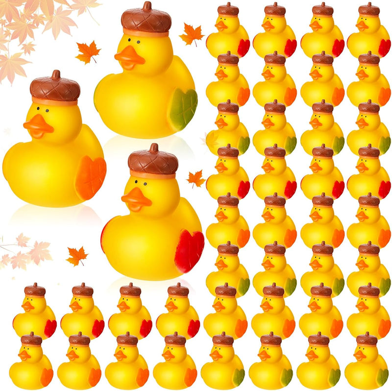 DEEKIN 24 Pcs Fall Rubber Ducks Acorn Ducks 2 Inch Thanksgiving Rubber Ducks Autumn Fall Themed Party Favors Bathtub Float Squeak Duck