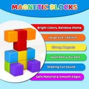 Pairez Toys Magnetic Building Blocks, 1.65 inch Large Magnetic Stacking Cubes for Toddlers, Sensory & Montessori Toys for Boys & Girls 1 2 3 Years Old (12 PCS)