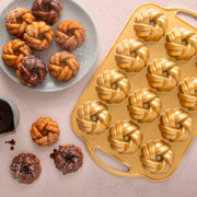 Nordic Ware 95377 Bundtlette Pan 75th Anniversary Braided Bundt Bites, Gold