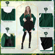 Elf Renaissance Medieval Dress, Fairy Cosplay Set, Traditional Irish Costume, Victorian Flared Sleeve Corset Skirt, Goth Outfit With Ears, Tattoo Stickers, Overknee Socks, Head Rings, Ear Clip