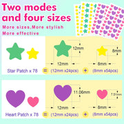 Pimple Patch, Patches Acne Patch, Salicylic Acid Hydrocolloid Spots Plasters, Microneedle Spot Skincare Patches, Mighty Smallpox Treatment Stickers, Zit Remover, Teen 156Pcs (Pink, Green)(Star, Heart)