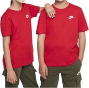 Unisex Kids K Nsw Tee Emb Futura Lbr Shirt - UNIVERSITY RED