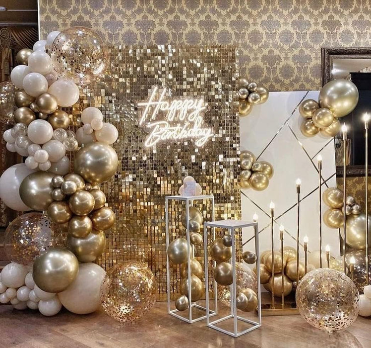 Kate Square Gold Shimmer Wall Sequin Panel Backdrop Birthday Wedding Background Decoration Wall(Pack of 12)