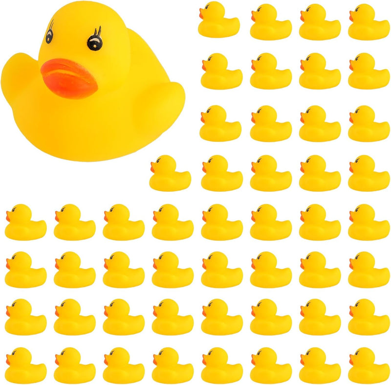 Guaren us 50-Pieces Float & Squeak Mini Rubber Duck Baby Bath Ducky Sound Shower Toys for Kids